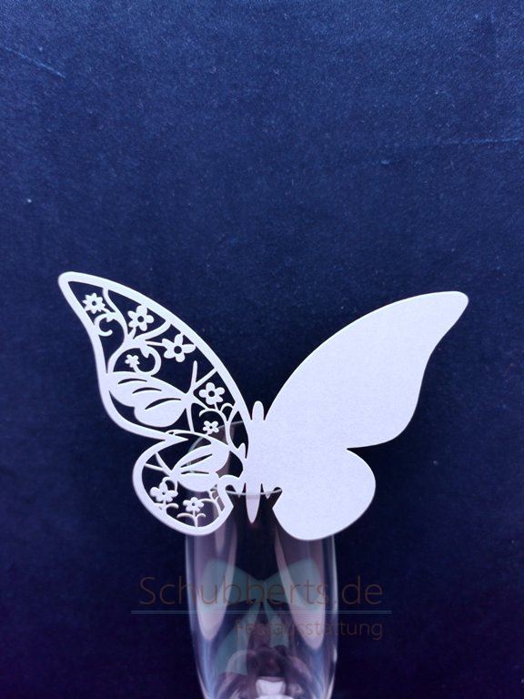 50 Platzkarten "Schmetterling" ans Glas weinrot Hochzeit Tischkarte Namenskarte