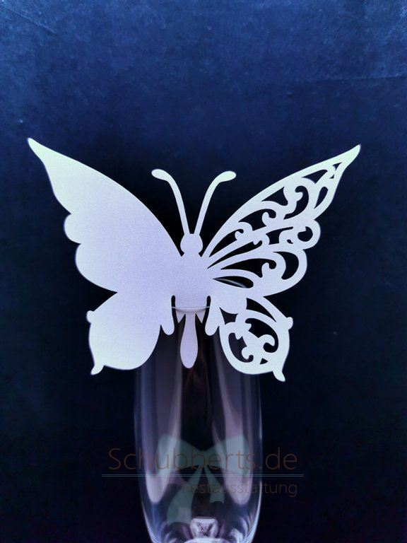 Hochzeit Tischkarte Namenskarte 10 Platzkarten "Schmetterling" ans Glas weinrot 